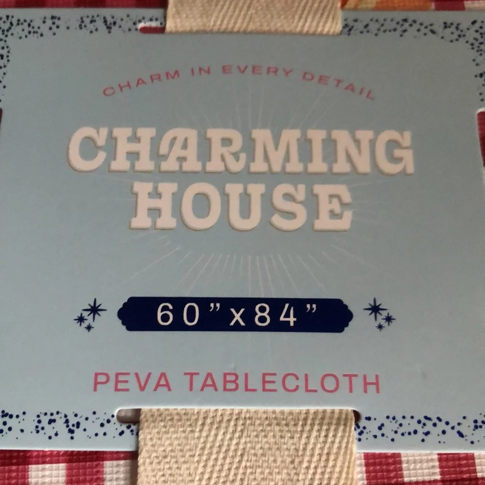 Charming House Red Gingham Hot Dog PEVA Tablecloth